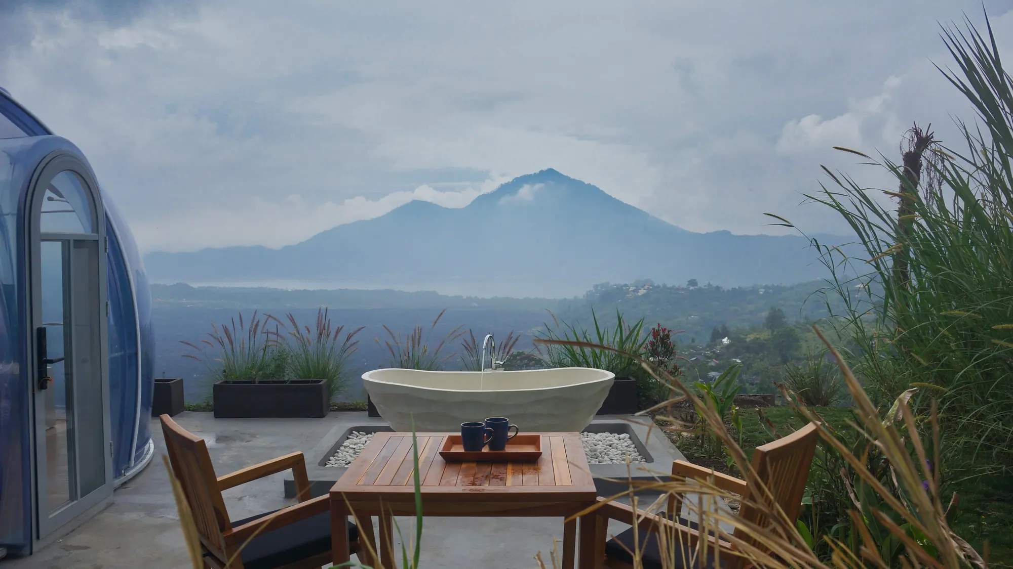 Crystal Nest Suites exterior in the Kintamani highlands.